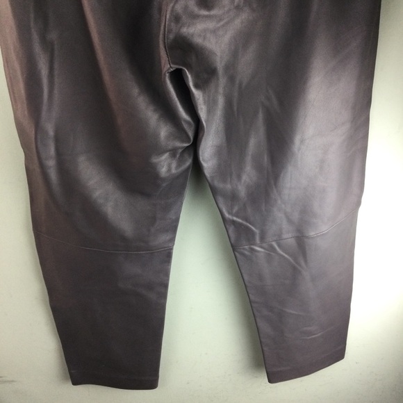 Theory 100% Leather Slit Leg Pull-On Taupe Pants Size 12 - Picture 8 of 14